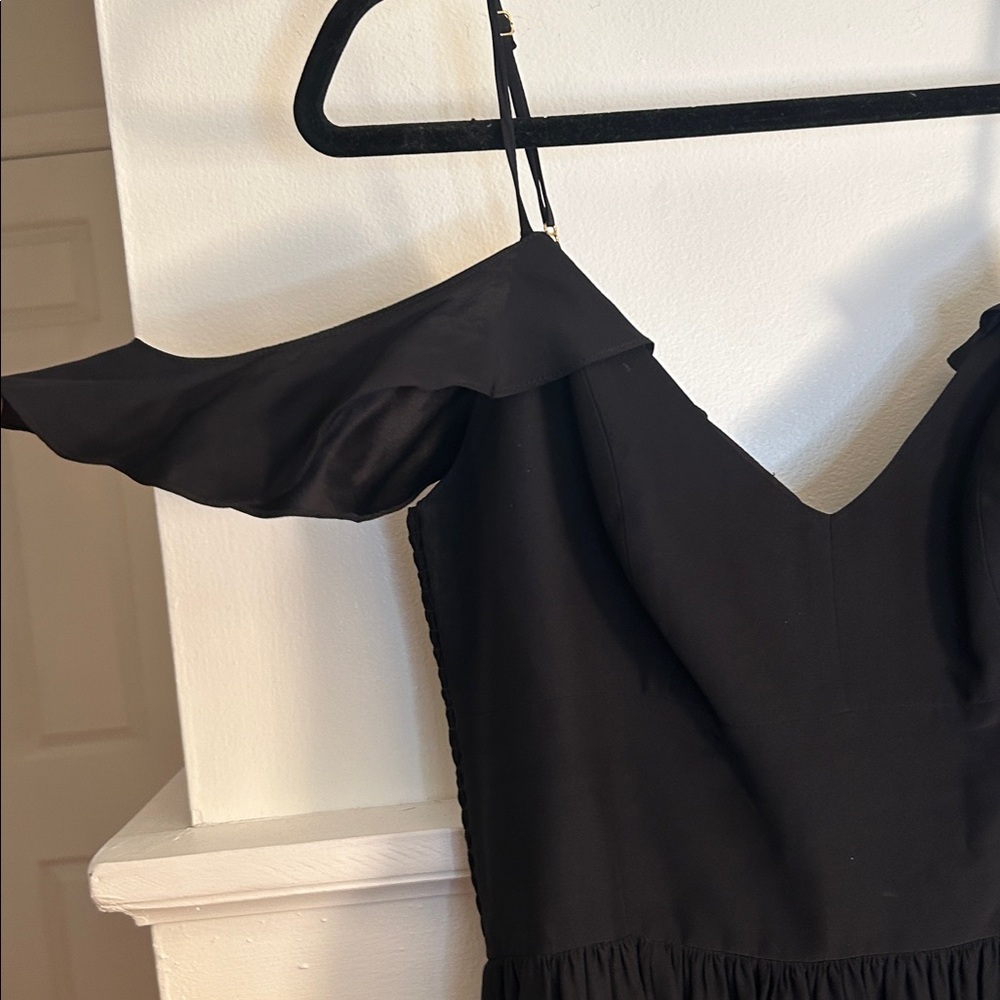 Amanda Uprichard Black Silk Ruffle Maxi Wedding Guest Dress size medium - Picture 3 of 9